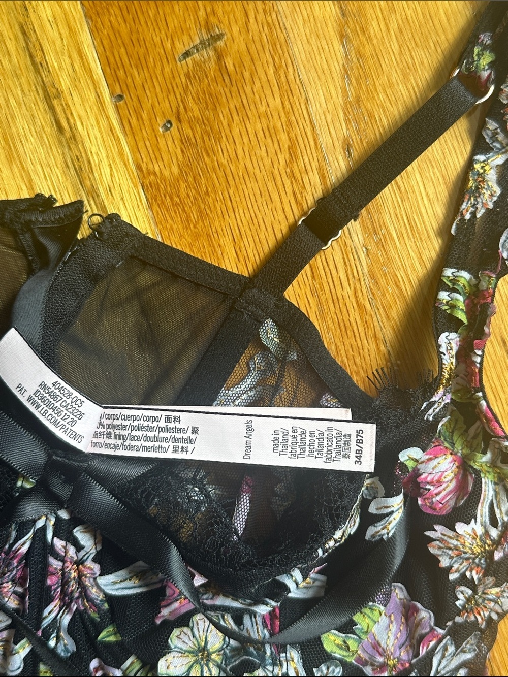 Victoria secret floral bustier black lacey corset top - Picture 4 of 4
